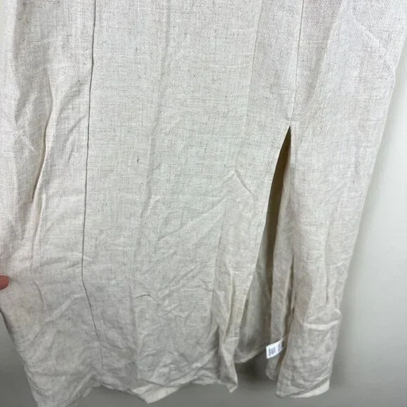 NWT Altar'd State Natural Beige Sadie Linen Slit Midi Dress - Picture 6 of 7